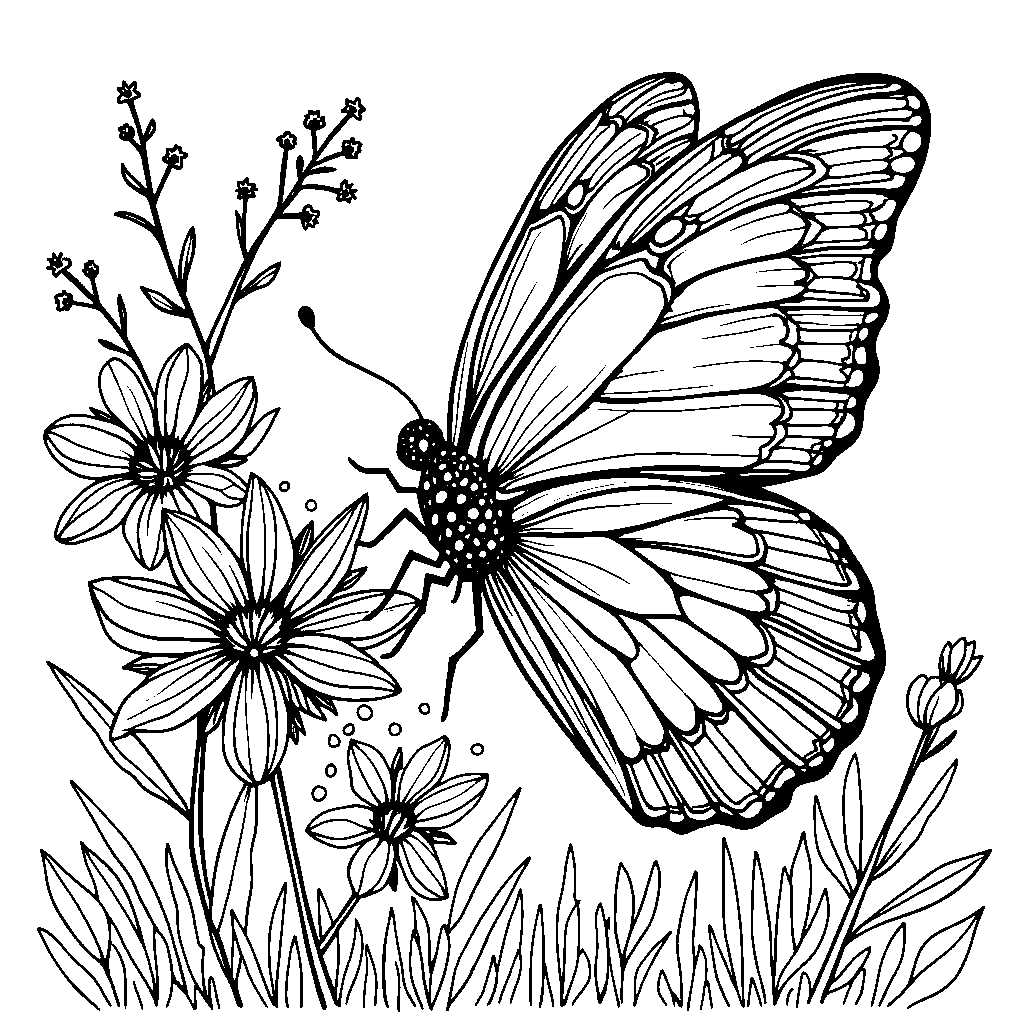 a butterfly holding a tiny bouquet of flowers