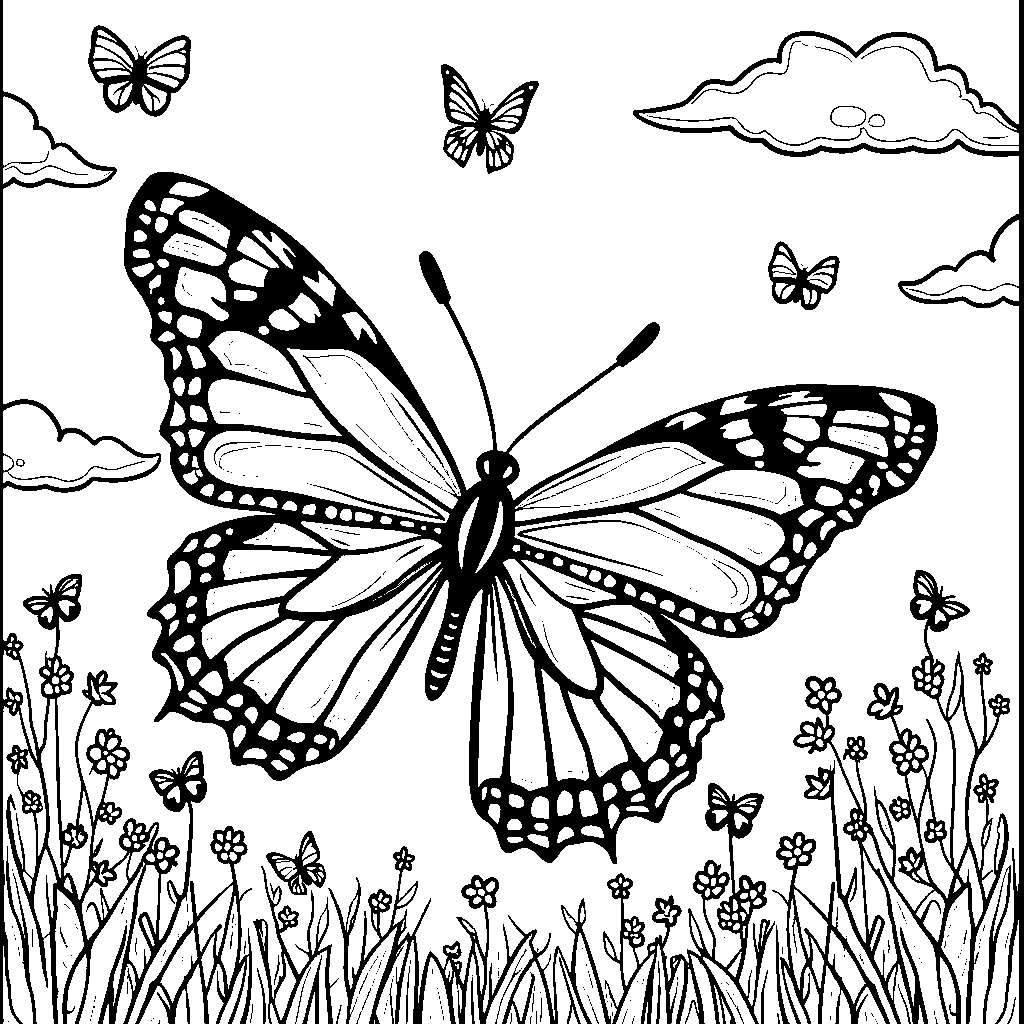 a butterfly surrounded by fluttering butterflies