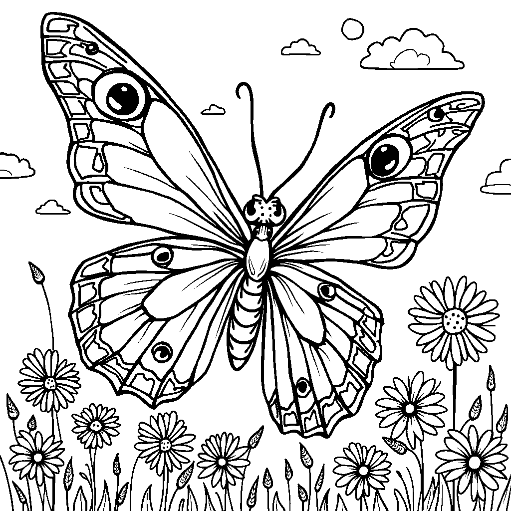 a butterfly with a big smile and shiny eyes