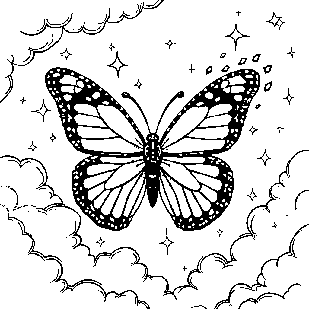 A butterfly with a trail of sparkles behind it