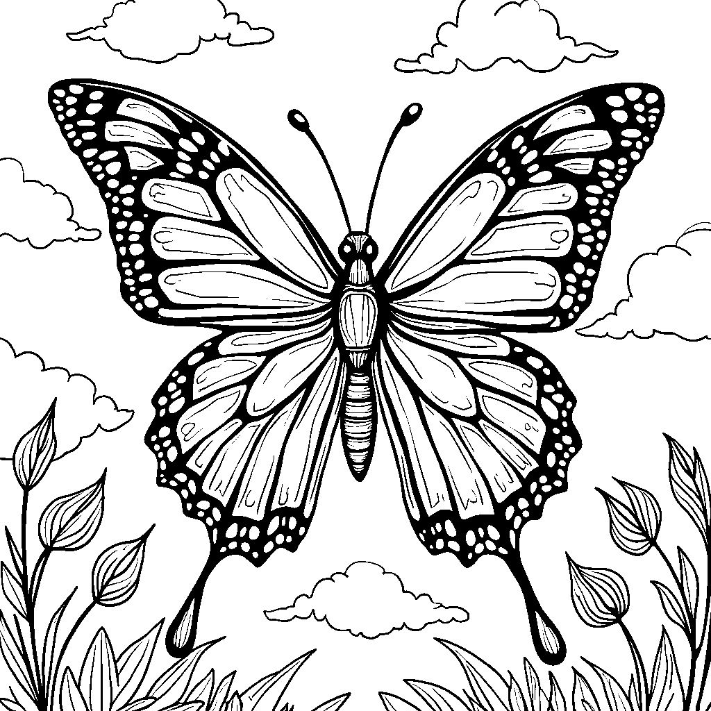 a butterfly with rainbow-colored wings flying high