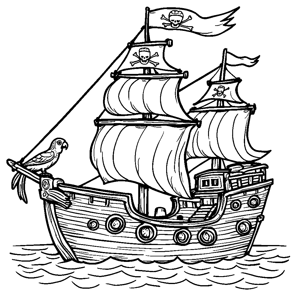 A letter C in the shape of an adventurous pirate ship