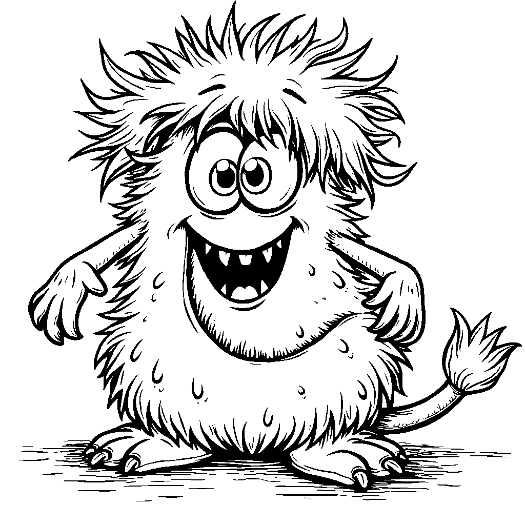 A Letter C Cartoon Monster with Big Eyes and Silly Hair