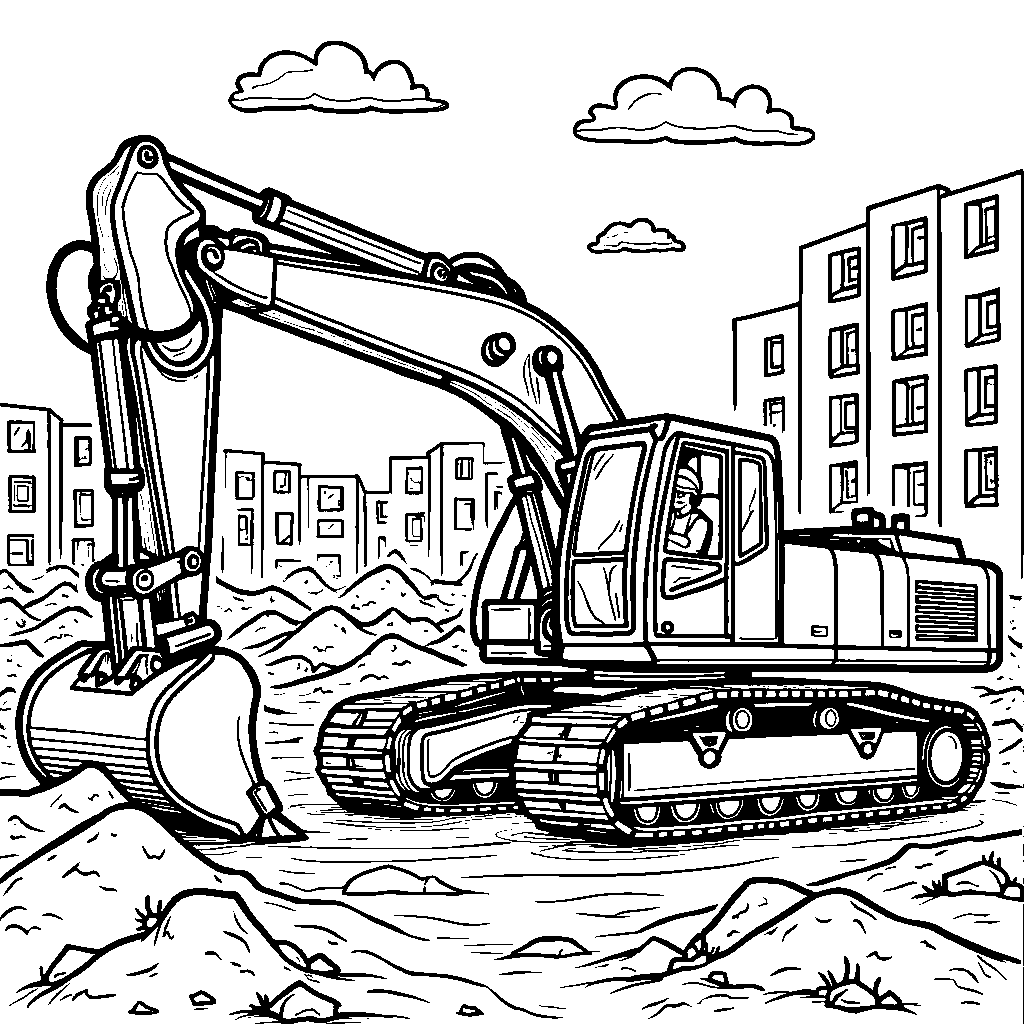 A construction vehicle in action on a building site