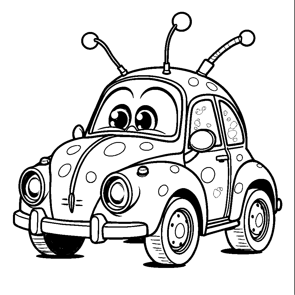 A super cute ladybug car with polka dots