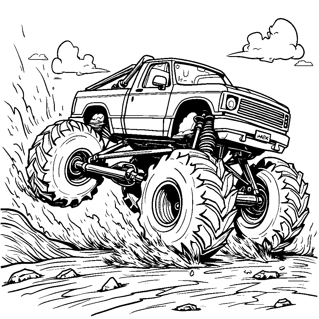 An adventurous monster truck crushing smaller cars