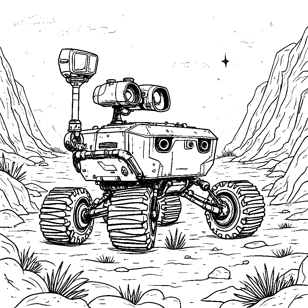 An outer space rover exploring a distant planet