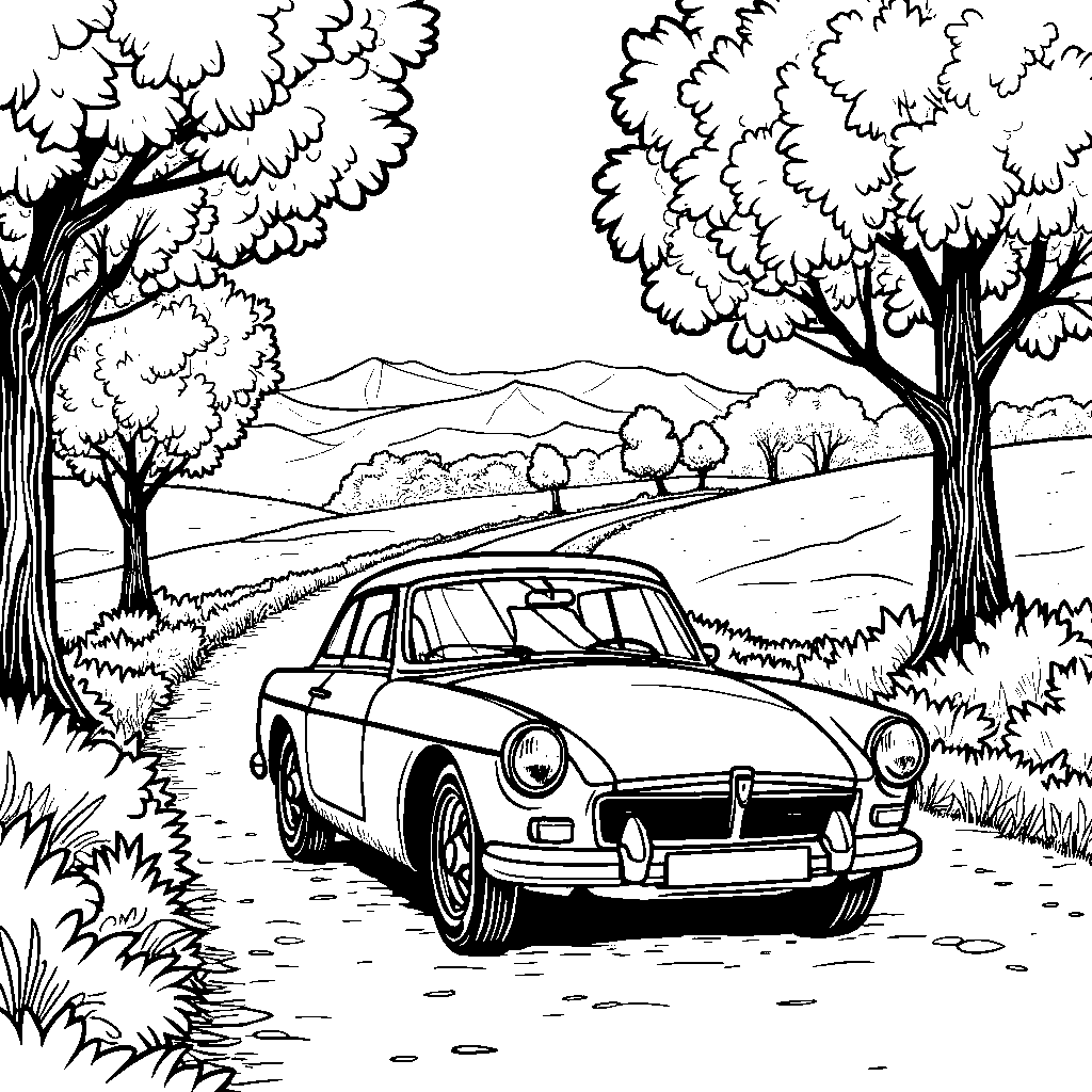 A car driving through a beautiful, autumn forest