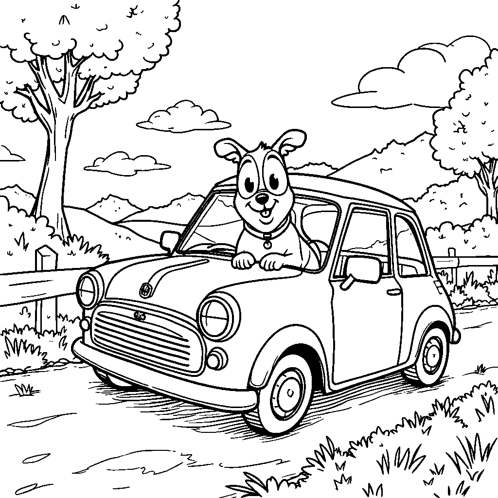 A car with a big, friendly dog sticking out the window