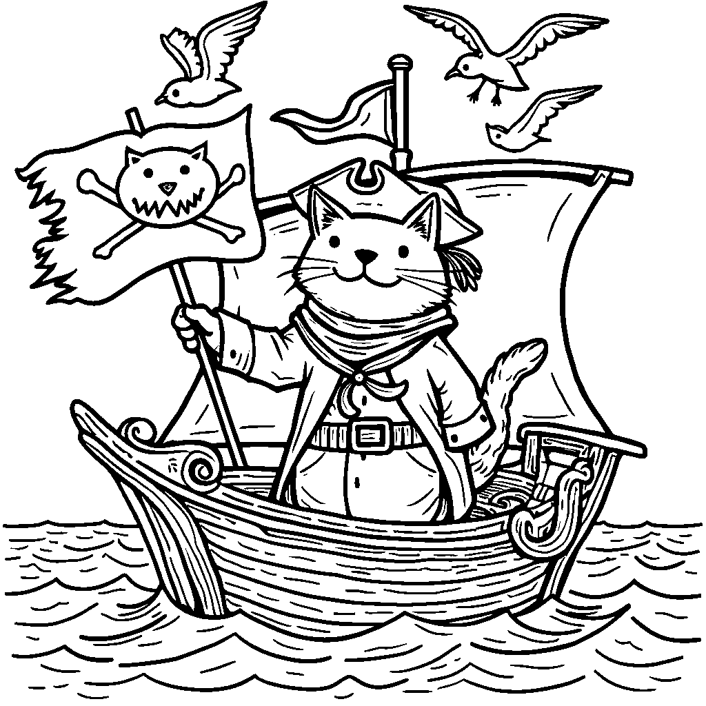 A cat as a pirate sailing the seven seas