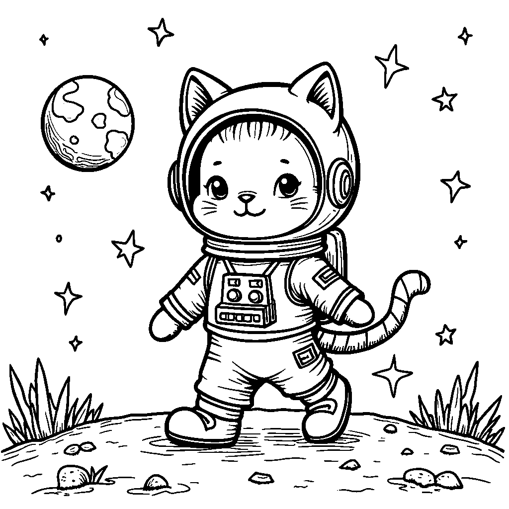 A cat as a astronaut walking on the moon