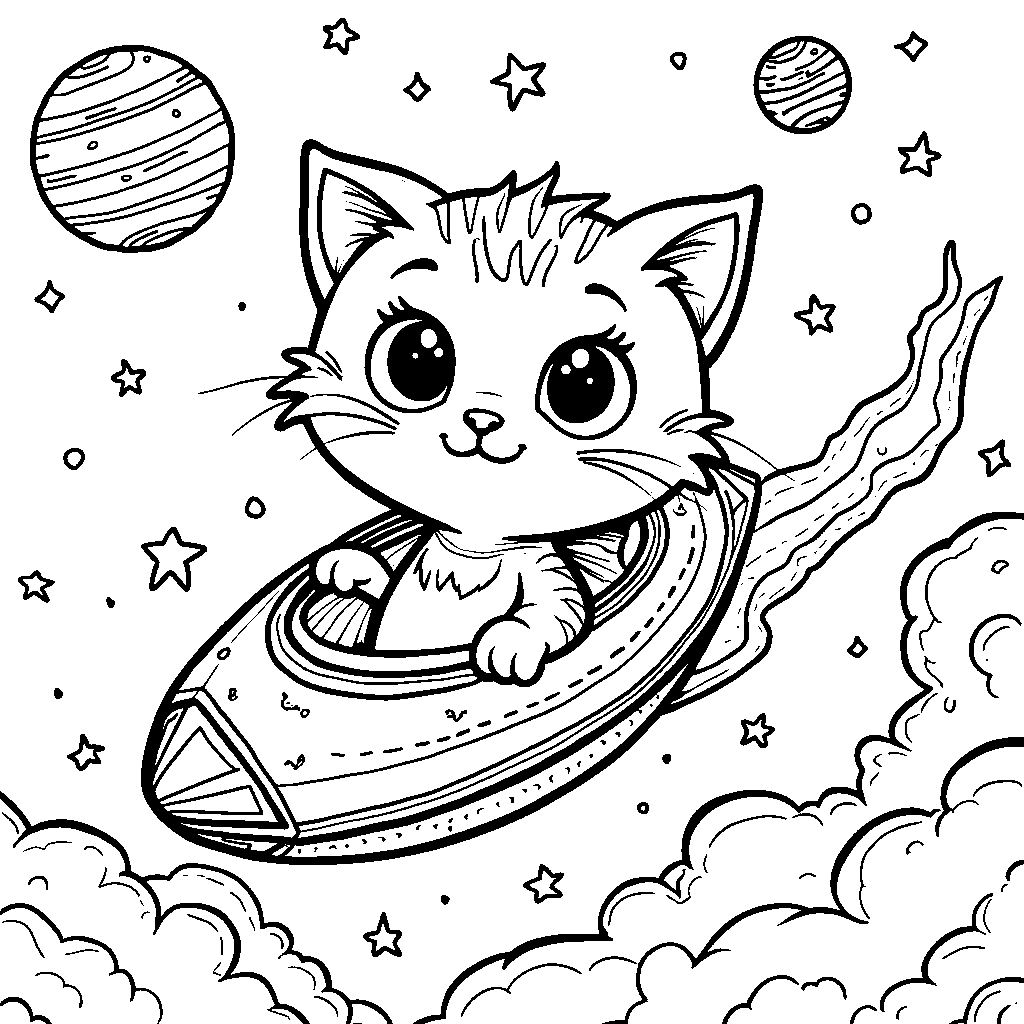 Cat in a spaceship exploring the galaxy