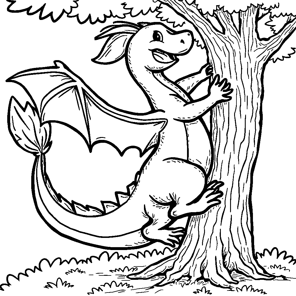 Charizard climbing a tree with its tail wrapped around a branch