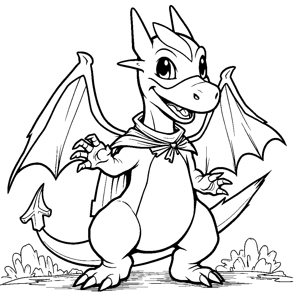 Charizard dressed as a superhero