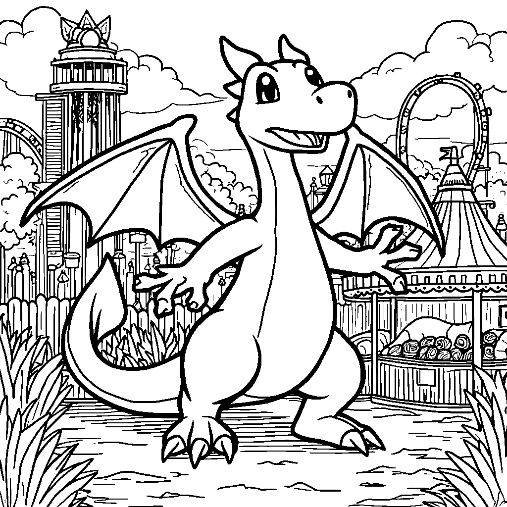 Charizard enjoying a day at the amusement park