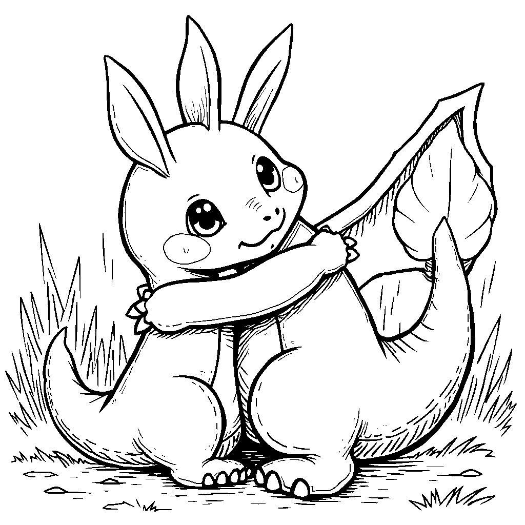 Charizard giving a warm hug to a sad Pokémon