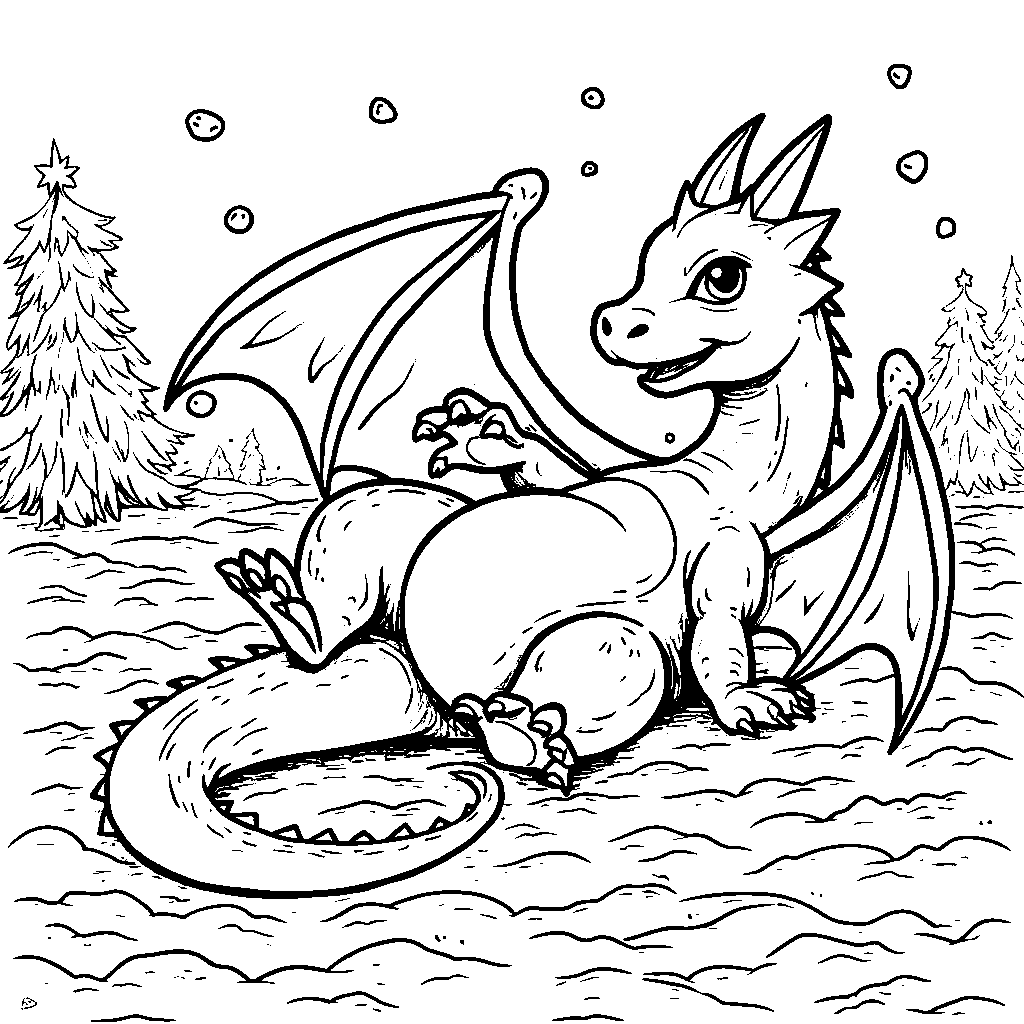 Charizard Making Snow Angels in the Snow: A Cozy Winter Scene