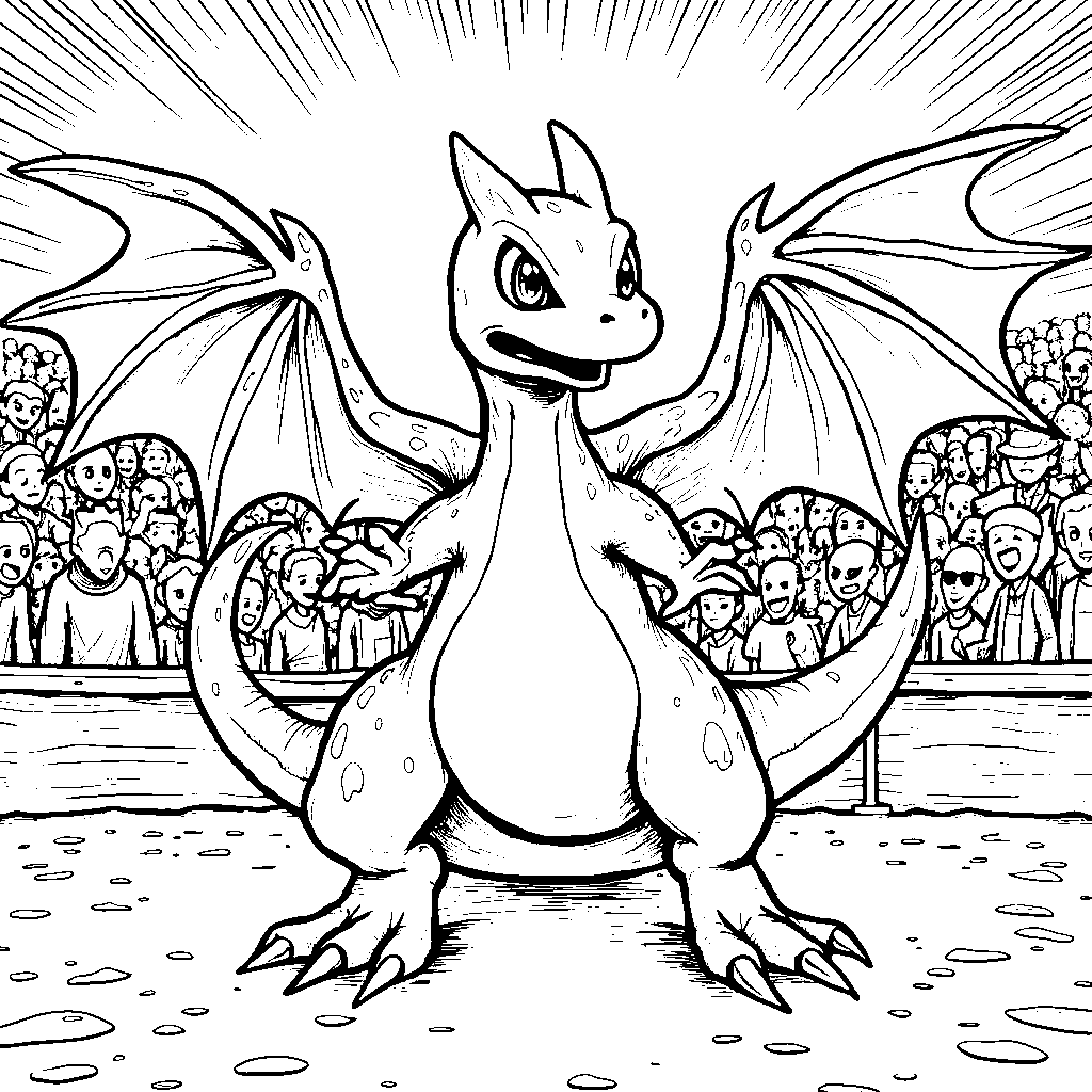 Charizard participating in a Pokémon contest