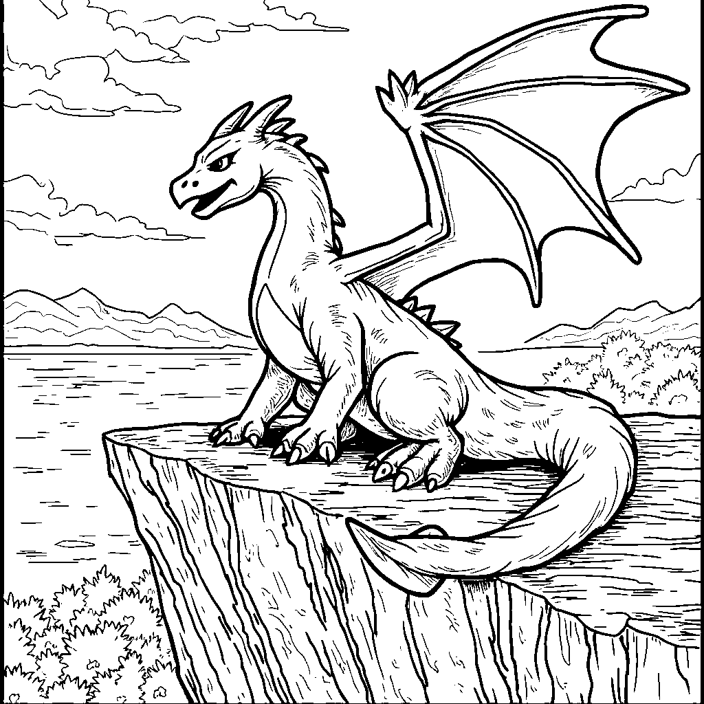 Charizard perched on a cliff with a sunset background