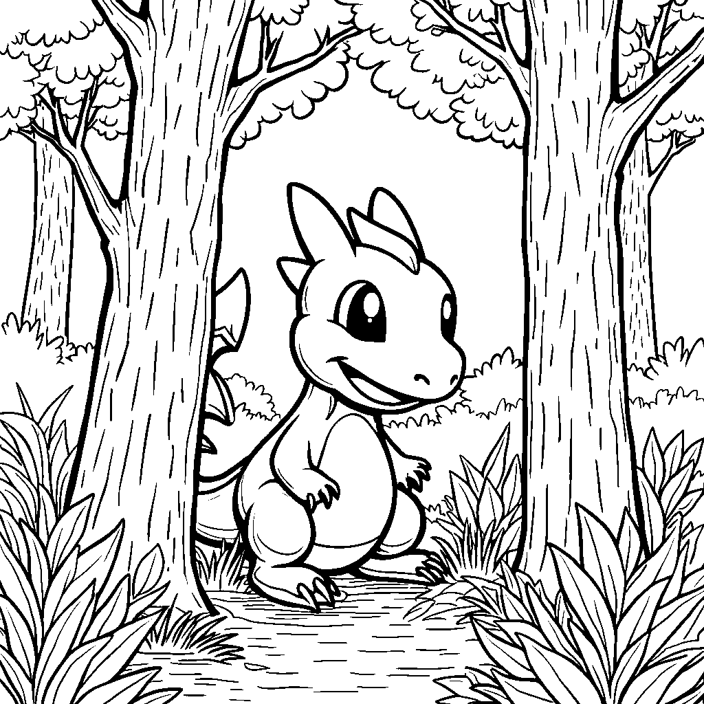 Charizard playing hide and seek behind trees