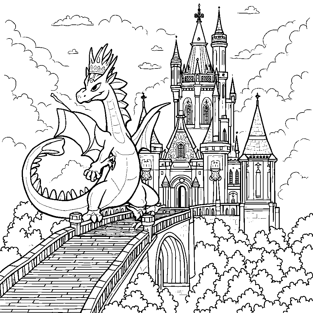 Charizard wearing a crown on top of a castle