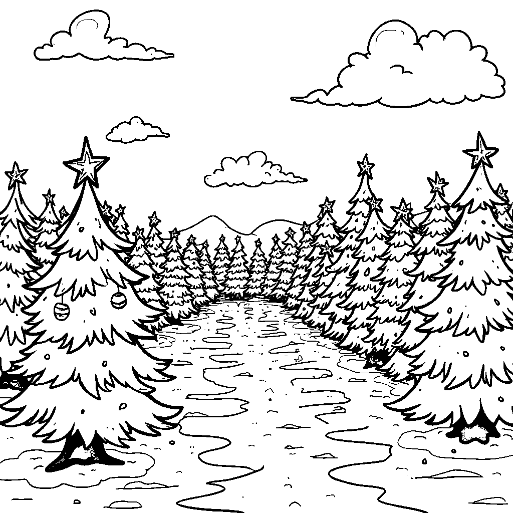 A Christmas tree farm with rows of tiny trees