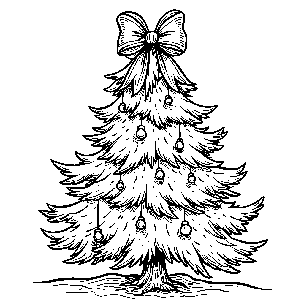 A festive tree with a big red bow on top