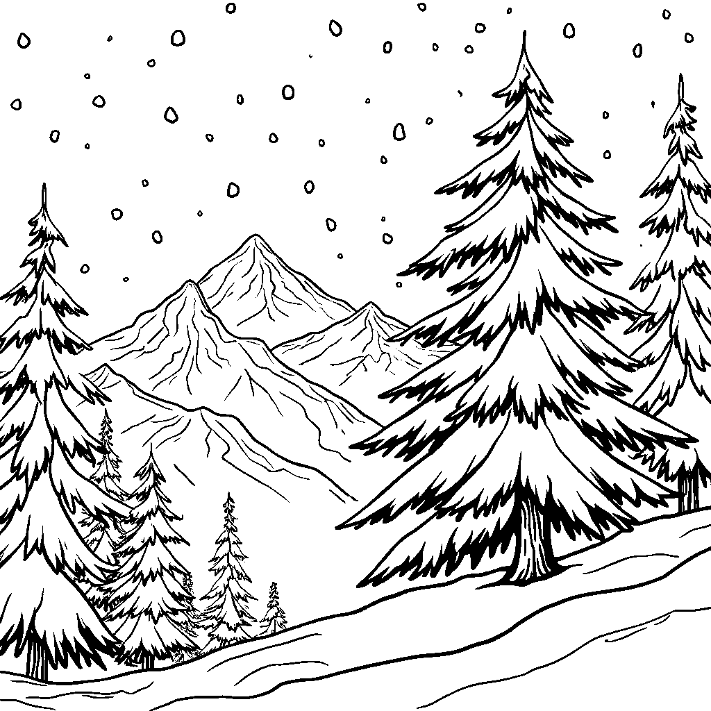 A tree growing in a snowy mountain range