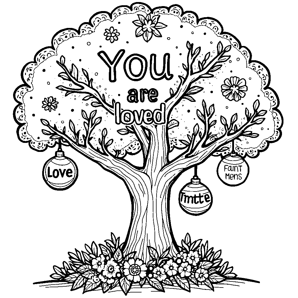 A tree with a special message written in ornaments