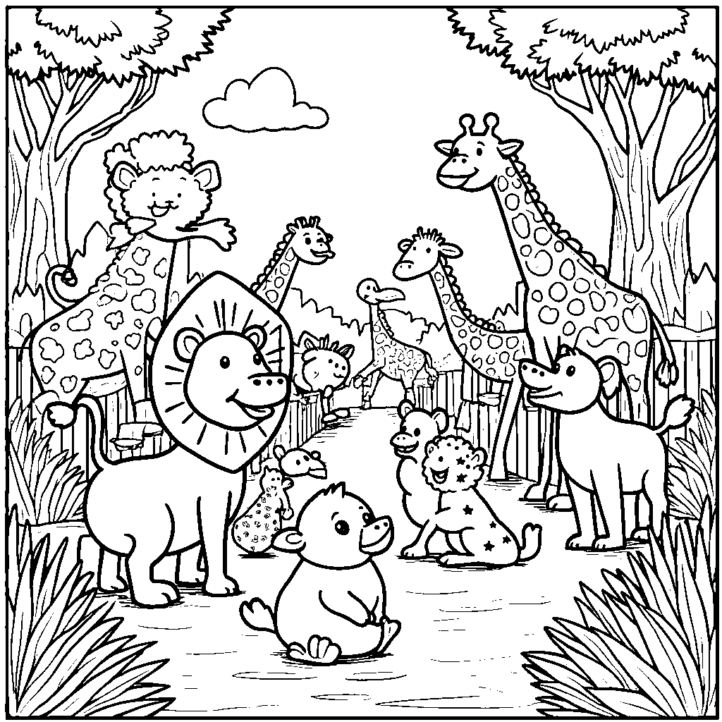 Cocomelon characters enjoying a day at the zoo with animals