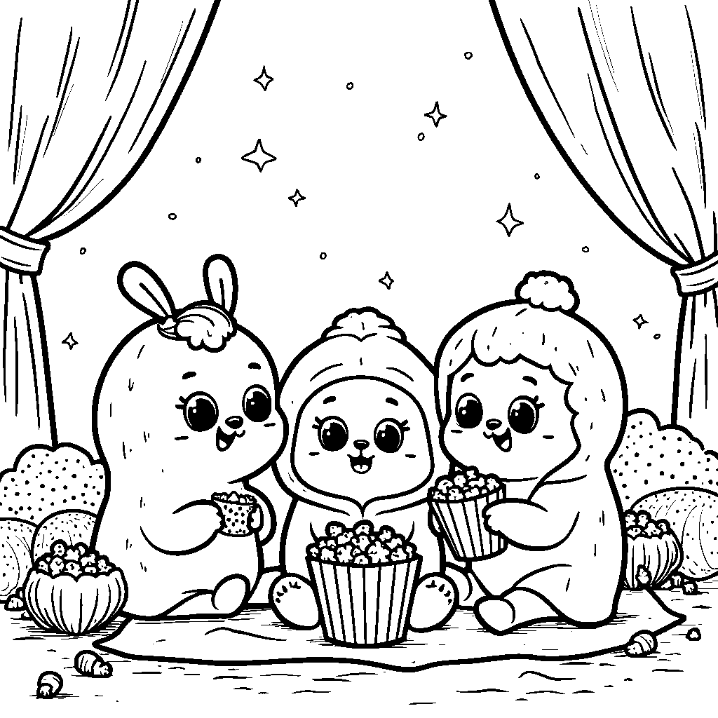 Cocomelon Friends Enjoying a Cozy Movie Night