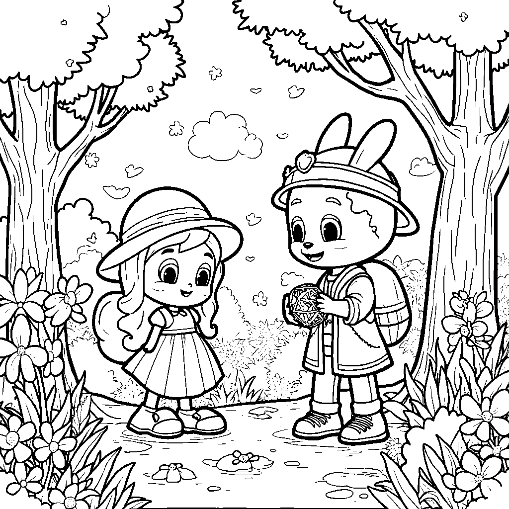 Cocomelon friends going on an adventure in a magical forest