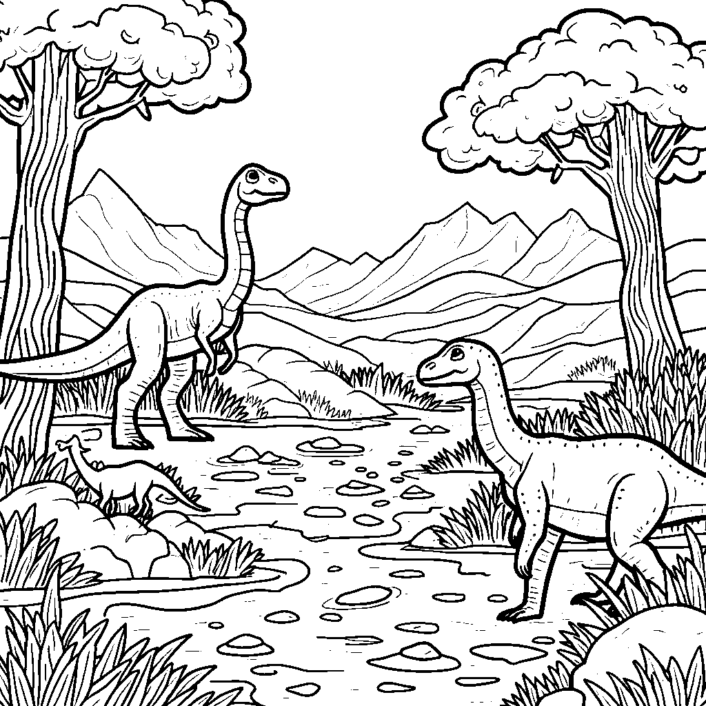 Dinosaur Land with Hidden Fossils