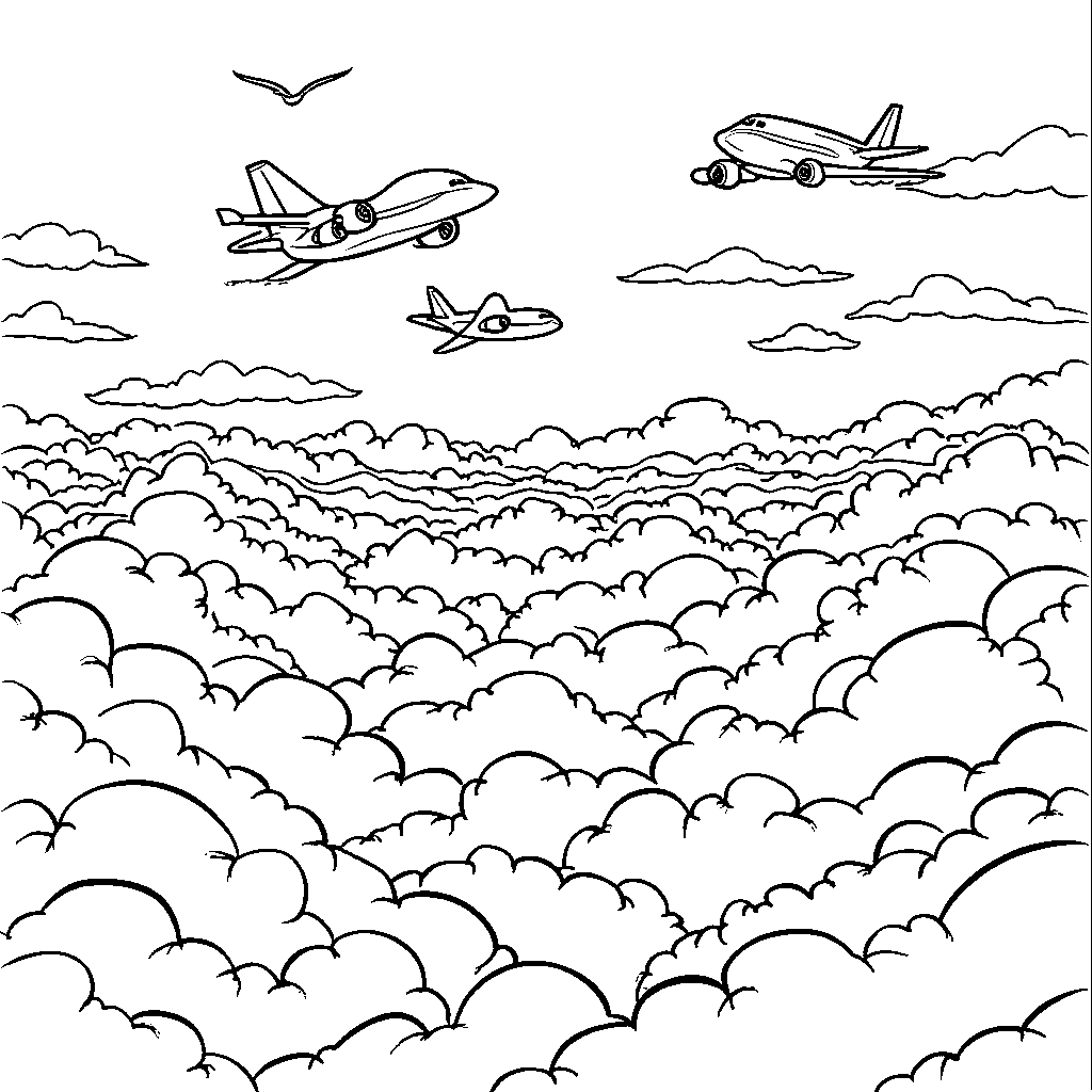 Dreamy Clouds with Hidden Airplanes