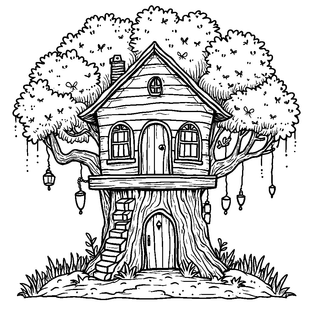 Enchanted Treehouse with Hidden Doors