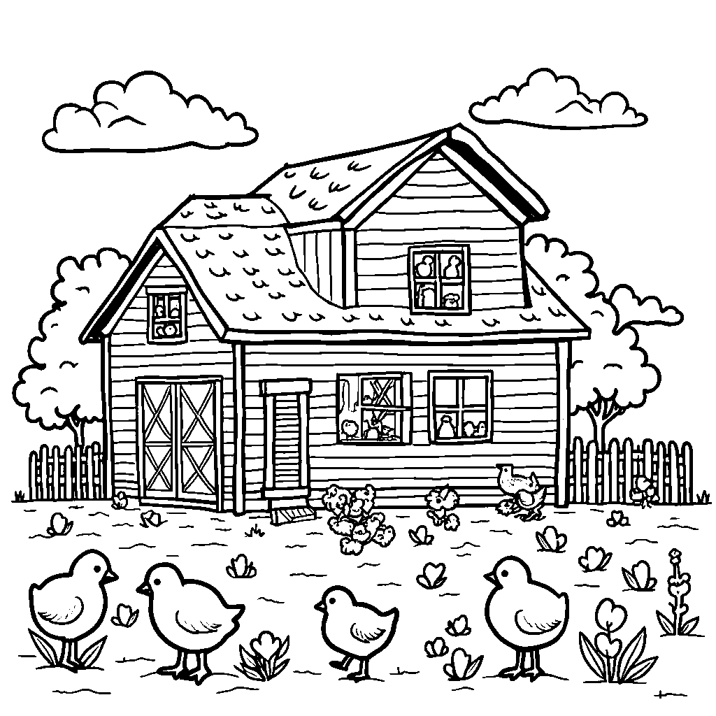 Farmhouse with Hidden Chicks