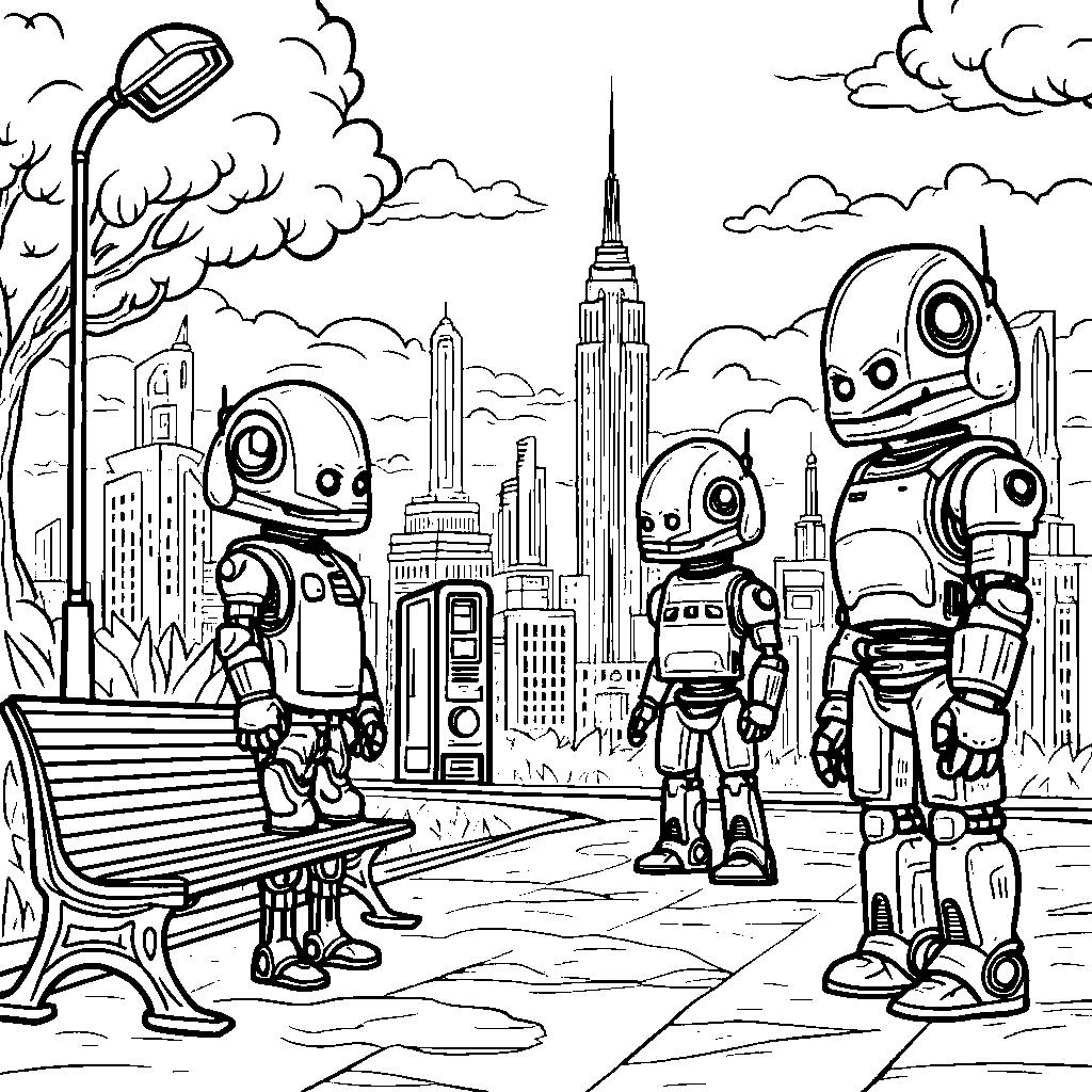 Futuristic City with Hidden Robots