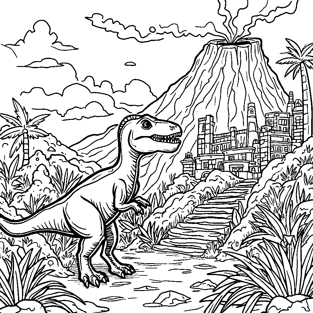 Volcano Adventure with Hidden Dinosaurs