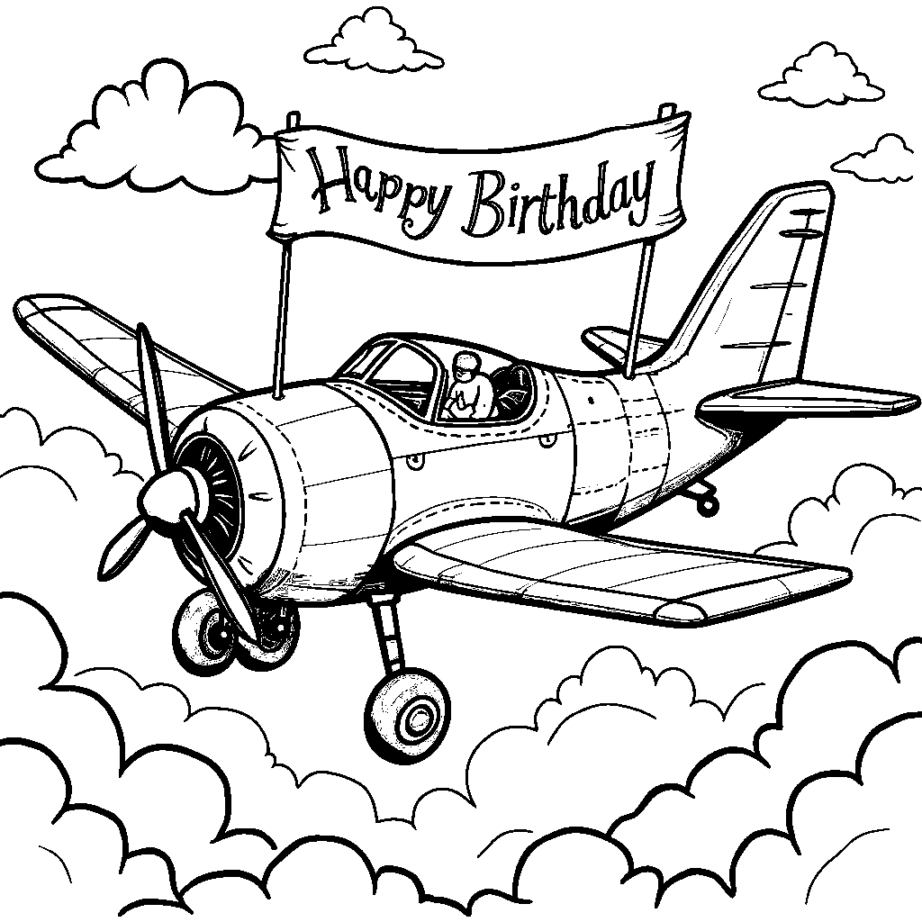 Airplane carrying a banner with a happy birthday message