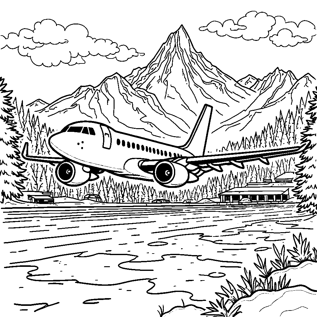 Airplane taking off from a snowy mountain airport