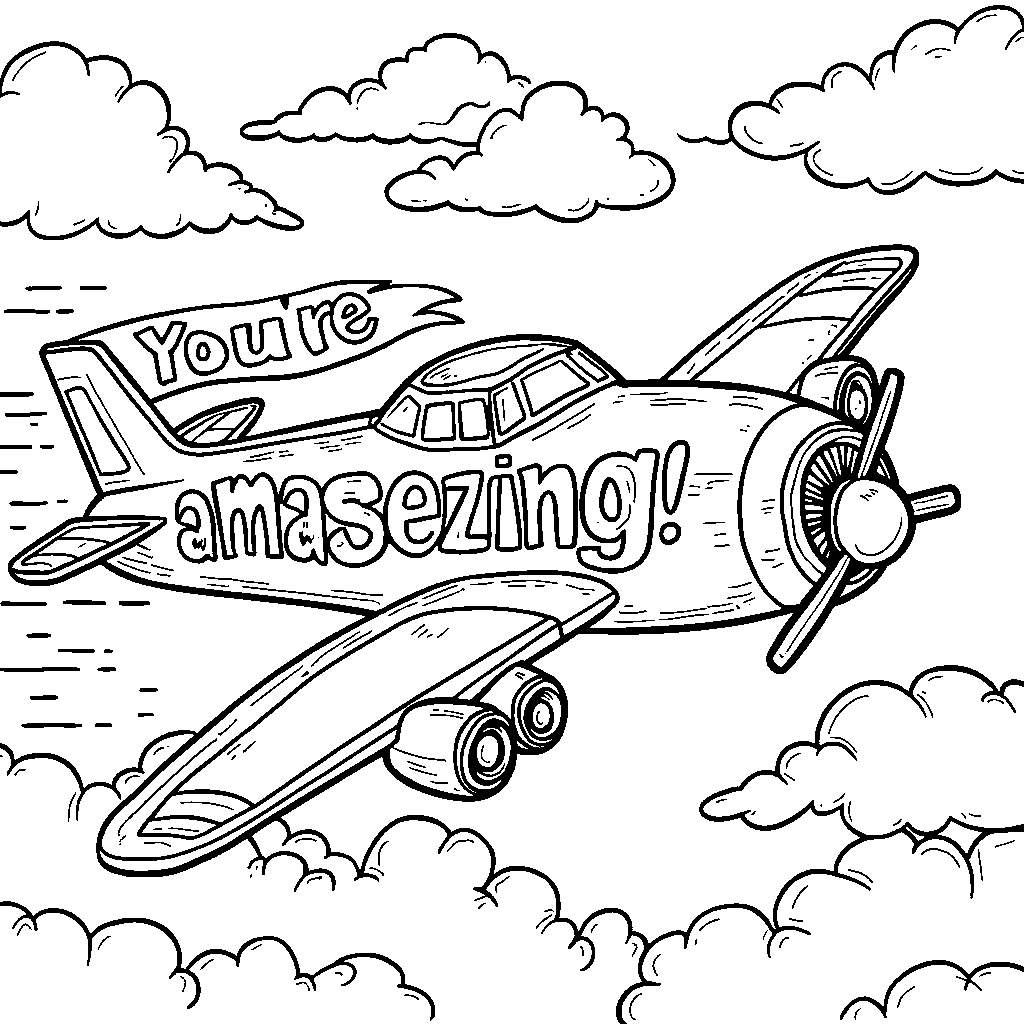 Airplane towing a banner with a fun phrase like 'You're a-maze-ing!'