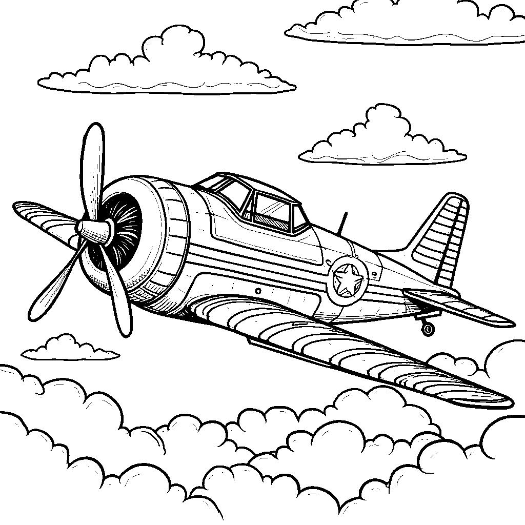 Airplane with a propeller and vintage stripes