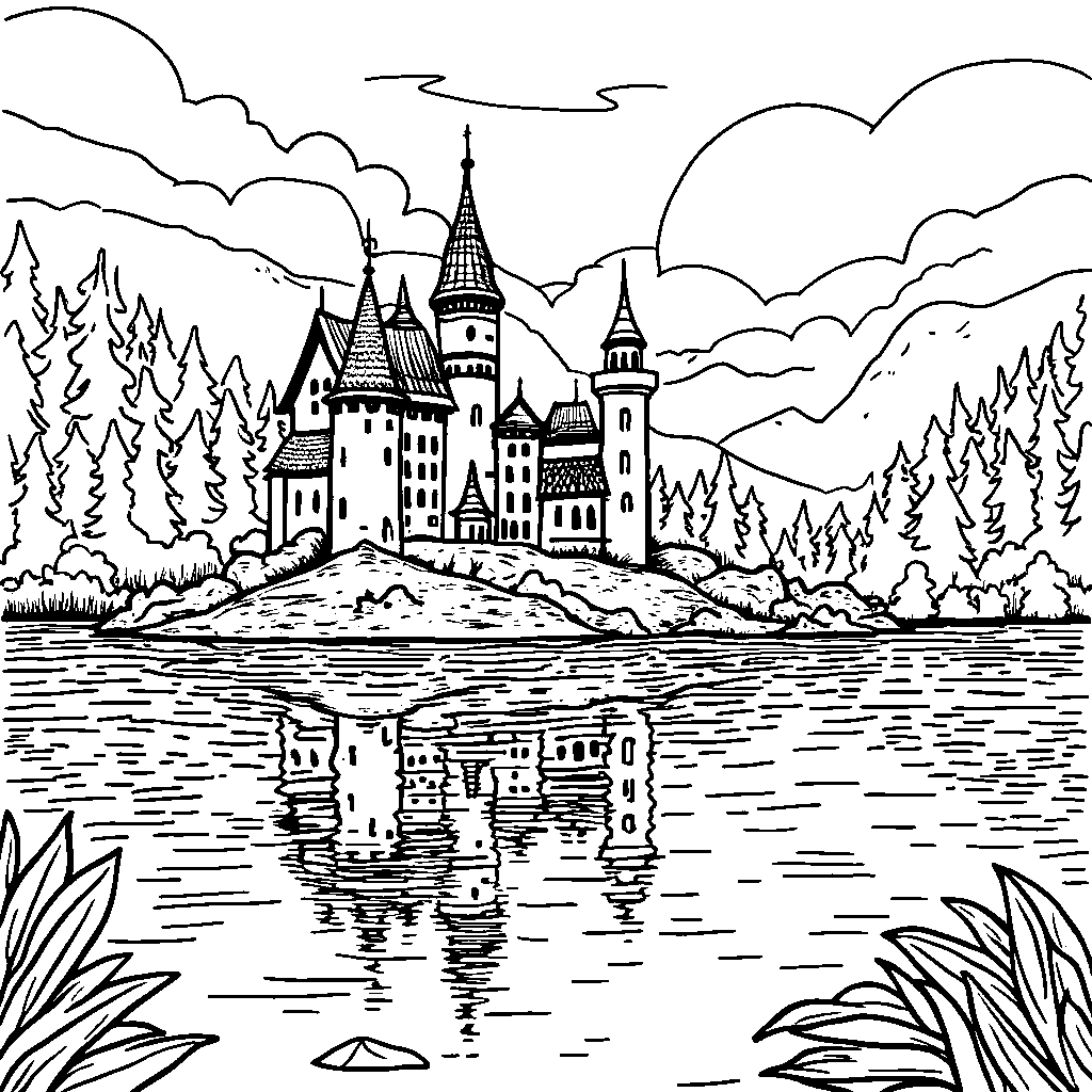 A beautiful castle reflected in a peaceful lake