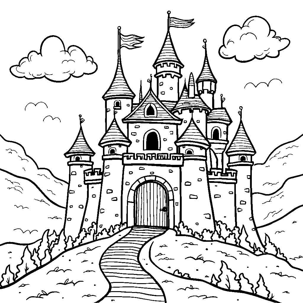 A magical castle with a talking door that welcomes you