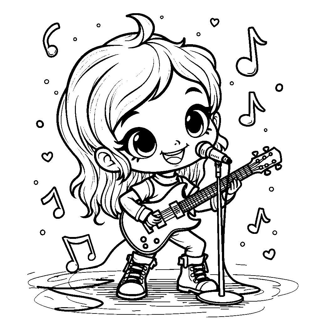 Cupcake playing a guitar and singing into a microphone