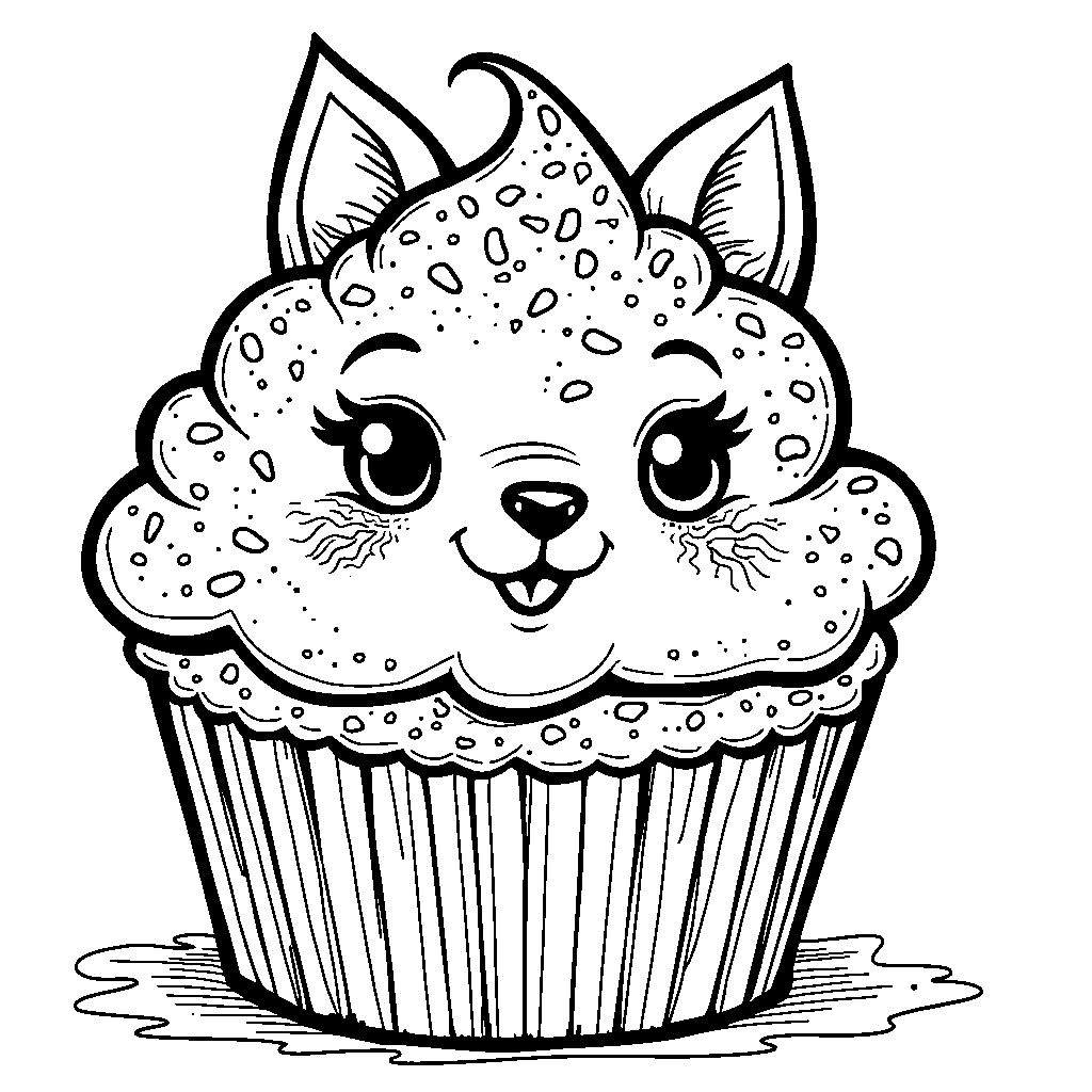 Cupcake shaped like an animal, such as a cat or dog