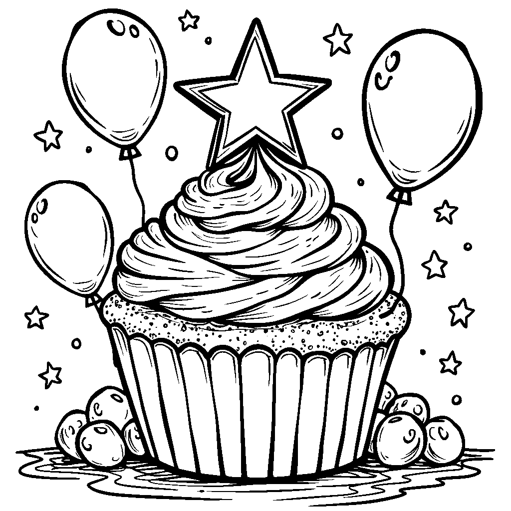 Cupcake with a big, shiny star on top