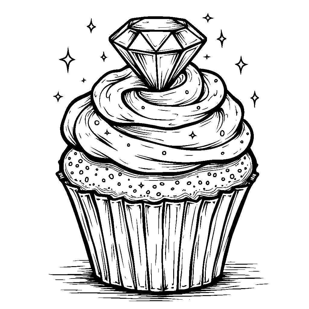 Cupcake with a big, sparkly diamond on top