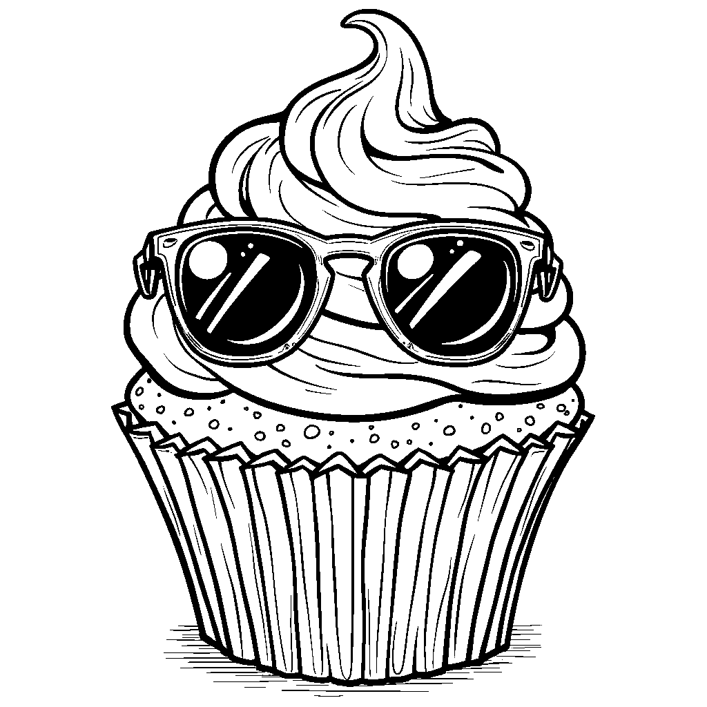 Cupcake with a pair of sunglasses and a cool attitude