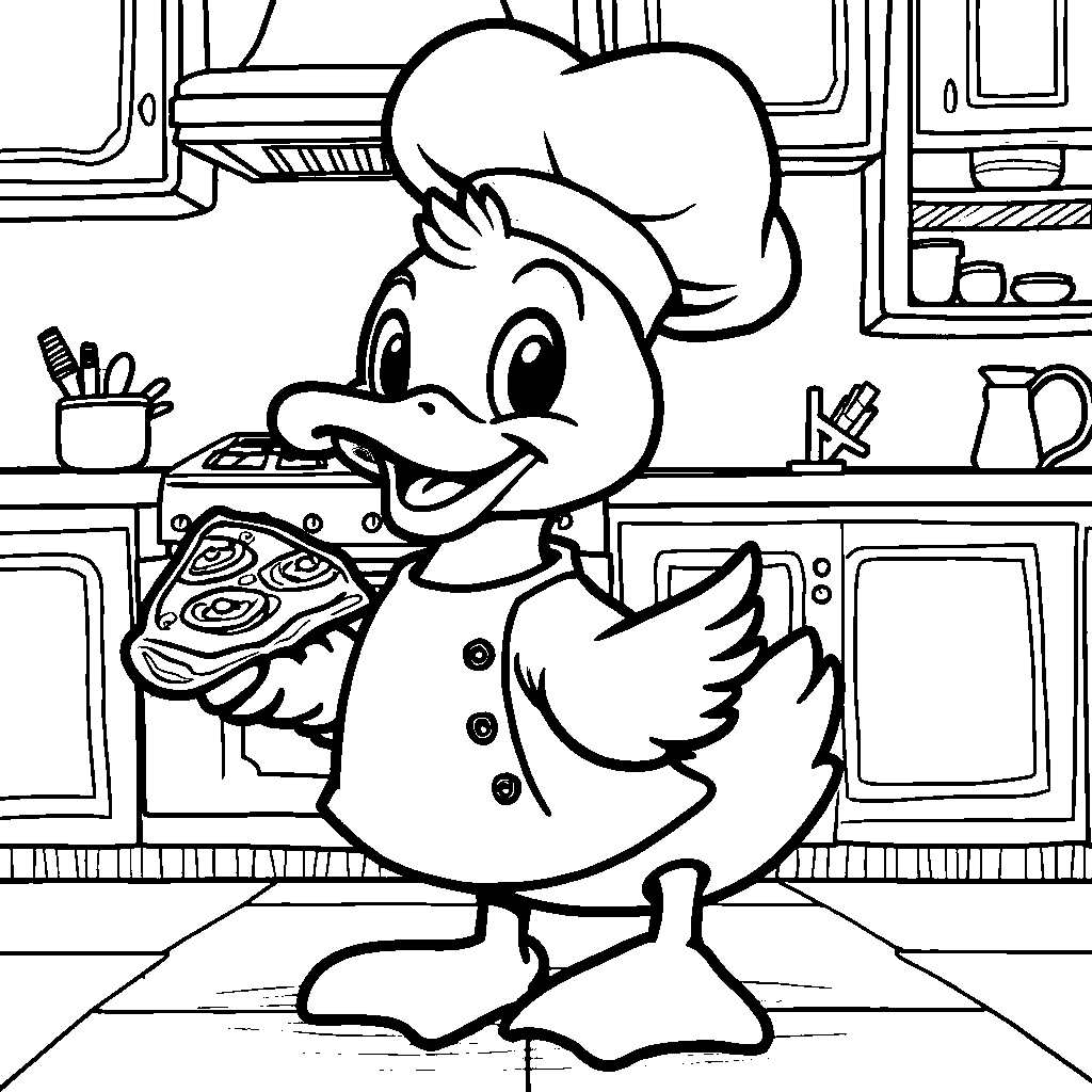 Duck eating a slice of pizza